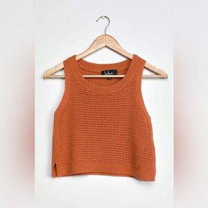Lulu’s Rust Orange Loose Knit Sweater Tank Top- NEW